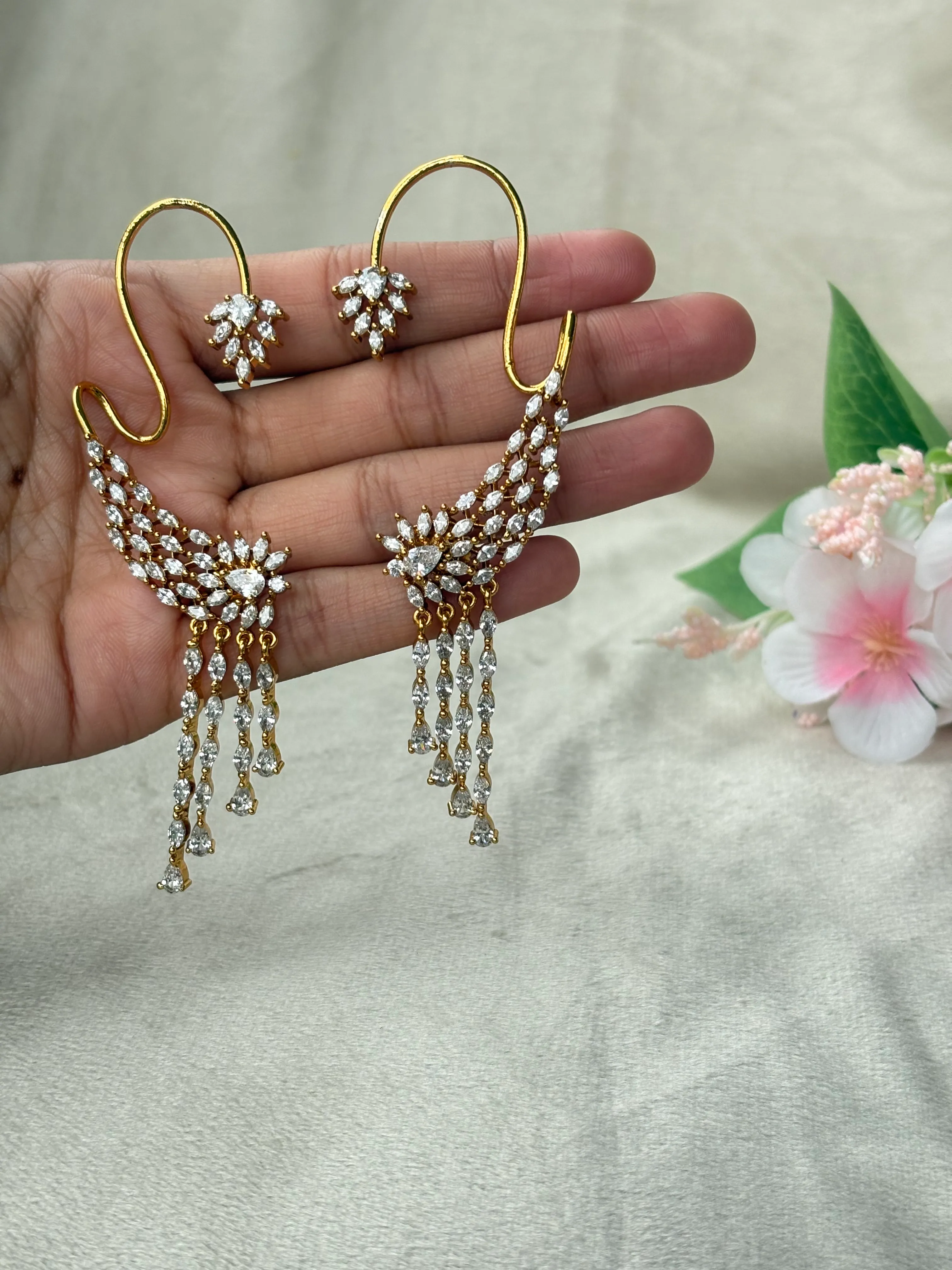 Crystal Ear Cuff Earrings with Detachable Stud